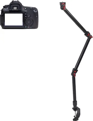 Obrázek produktu pro Kloubové rameno, 3 sekce, nastavitelné, odnímatelné, 1/4", 3/8", 5/8" šroub, kulová hlava 360°, C-svorka, hliníkový držák na kameru nad hlavou, stolní stojan