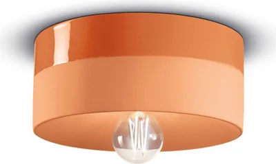 Produktbild von Deckenlampe Keramik Ø 25 cm Orange E27 rund Retro Design Keramiklampe