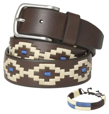 Produktbild von Handgefertigter Leder-Polo-Gürtel mit Armband-Set