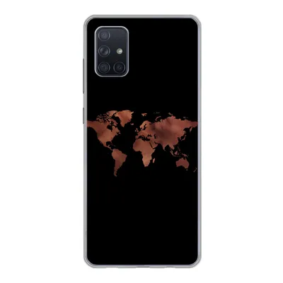 Produktbild von MuchoWow® Handyhülle Schutzhülle Hülle für Samsung Galaxy A71 Weltkarte - Leder - Schwarz Silikon Softcase Handy Hülle - Kartenbesitzer