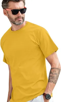 Produktbild von Uni-T-Shirt aus Baumwolle, mittelschwer, 100% Baumwolle, unbedruckt, einfarbig, 180g/m2, Farbe gelb, Größe M