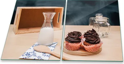 Produktbild von Herdabdeckplatte Glaskeramik 2-Teilig 2x40x52 Essen Braun Abdeckung Spritzschutz Glas