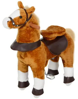 Produktbild von Kinder-Reitpferd mit R?dern und erh?htem Sattel, fš¹r Kinder von 3šC5 Jahren, maximale Belastbarkeit 60 kg, 70 x 28 x 70 cm, braun