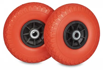 Image de Relaxdays, jeu de 2 roues pour diable, 3,00-4 pouces, 260 x 85 mm, pneus en caoutchouc plein anti-crevaison, axe de 20 mm, charge max. 80 kg, rouge et noir