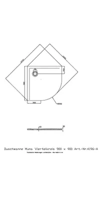 Produktbild von Hoesch 4196xA.010 DW Muna 1/4-Kreis 900x900x30 ohne