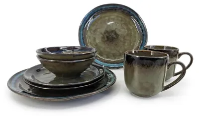 Zdjęcie produktu dla 8-częściowy ceramiczny zestaw obiadowy Tierra dla 2 osób – ziemisty brąz, Clay