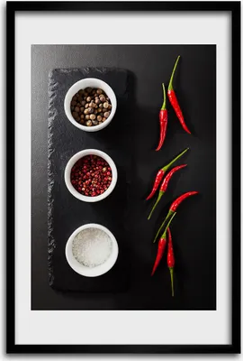 Produktbild von Bild - Bilderrahmen - 40 cm x 60 cm - MDF - Rahmen - Wandkunst - Gewürze und Paprika