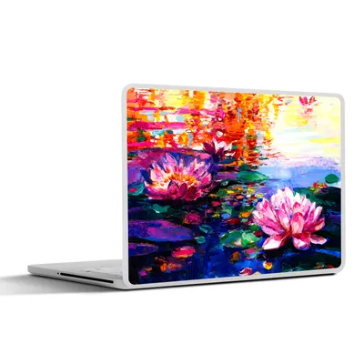 Produktbild von MuchoWow® Laptop Aufkleber Sticker Cover Gemälde - Öl - Seerose - Wasser 40x30 cm - Laptop Dekoration - Selbstklebend