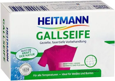 A product box for Heitmann Gallseife, a stain remover.