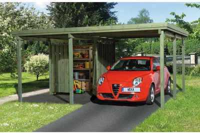 Produktbild von Einzelcarport weka A2 Gr. 1 inkl. Geräteraum 512x433 cm kesseldruckimprägniert