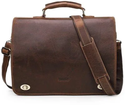 Productafbeelding van Echt Leren Heren Aktetas - 14 Inch Laptoptas Donkerbruin