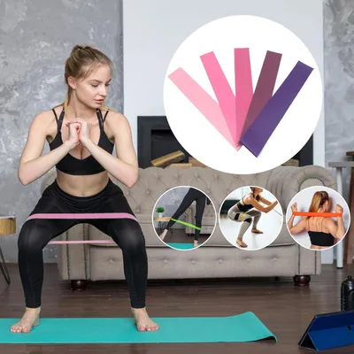 Produktbild von 5-teilige Fitness-Widerstandsbänder für Yoga und Dehnung im Fitnessstudio, beim Training, Pilates und bei Kniebeugen für Beine, Arme, Rücken und Oberschenkel