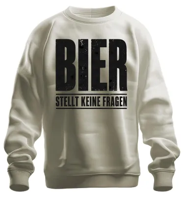 Zdjęcie produktu dla Bier (piwo) – Bez pytań. Zabawna impreza, picie alkoholu, hop, bluza, sweter, natura, rozmiar XXL
