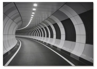 Produktbild von POSTER - 84x59 cm (A1) - Greg - Moderner geometrischer Raumtunnel -  Wandbild für Wohnzimmer Schlafzimmer & Flur, Modernes Poster Wanddeko, Ungerahmt