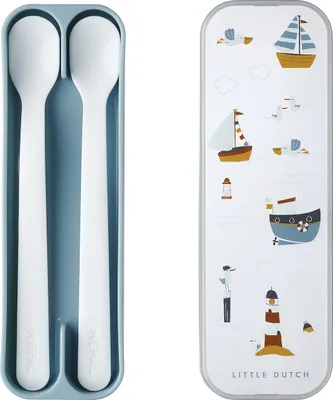 Produktbild von Mepal – Fütterlöffel Mepal Mio – Babylöffel – Kleinkind Fütterlöffel – Baby Besteck – Spülmaschinengeeignet – BPA frei – 2er Besteck Set – Sailors bay