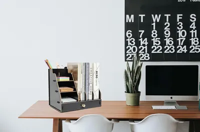 Image de EXERZ Organisateur de Bureau Avec Tiroir En Bois