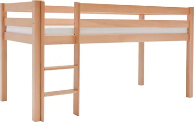 Produktbild von Halbhohes Einzelbett Alex Buche massiv 90x200 cm Natur lackiert