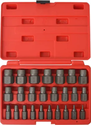 Image de Kit d'extracteurs de vis à cannelures multiples Acier 25 pièces