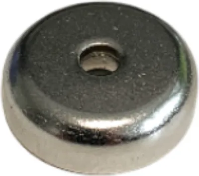 Produktbild von Topfmagnet Neodym Flachgreifer Ø 16 mm mit Bohrung und Senkung für Senkopfschrauben M3 | Loch Ø 3,5 mm Haftkraft 5 kg