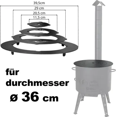 Produktbild von Ø34,5-38 cm Adapter - Ringe für Eintopfofen Utschak Herdplatte für Feuerkessel Kasan Adaptierung Kazan