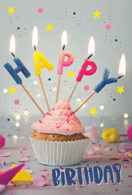 Produktbild von Geburtstag Happy Birthday Kerzen Törtchen Glückwunschkarte mit Umschlag