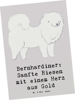 Produktbild von Mr. & Mrs. Panda einzelkarte Bernhardiner Herz - Grau Pastell - Geschenk, Hundeliebhaber, Postkarte, Hunderassen, Fotokarte, Grußkarte, intelligenter Hund, sanftmütig