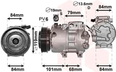 Produktbild von VAN WEZEL 8200K374 VS18M Klimaanlage Klimakompressor für HYUNDAI SANTA FÉ II (CM) für KIA MAGENTIS (MG)