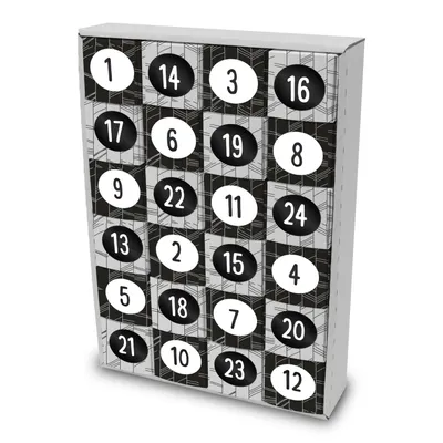 Produktbild von itenga SET Adventskalender zum Füllen Würfel 6,5cm + Sticker Z33 + Würfel (Abstrakt)