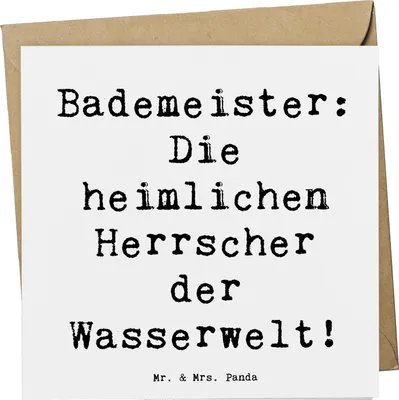 Produktbild von Mr. & Mrs. Panda Deluxe Karte Spruch Bademeister Herrscher - Weiß - Geschenk, Berufsgestaltung, Geschenke für Berufstätige, doppelkarte, kreative, Glückwunschkarte, Beruf