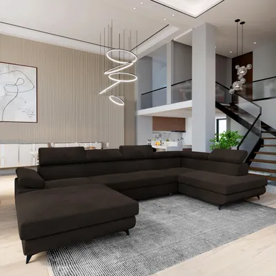 Produktbild von Masseno Ecksofa RUBANO R-S mit Schlaffunktion U-Form, Sofa mit Bettkasten, Wohnzimmersofa, Couch, Soffa, Bettsofa, Couchgarnitur- Braun, MONOLITH 29