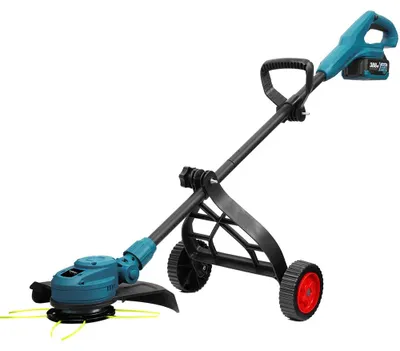 Image de Tondeuse électrique - Coupe-bordures sans fil - Moteur sans balais de 6000 W - Largeur de coupe de 25 cm - 58000 tr/min - Tige rétractable de 120 cm - 2 batteries