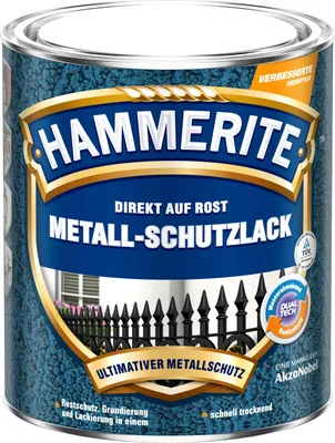 Produktbild von Hammerite Metall-Schutzlack Struktur-Effekt, Fertig gemischt, Zaun, Pforte, Eisenhaltiges Metall, Nicht-eisenhaltiges Metall, Matte Oberfläche, Schwarz, 10 m²/L, Schwarz