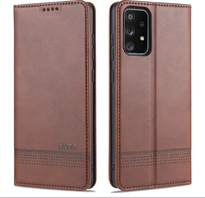 Produktbild von LaimTop LederHülle für Samsung A72, Klapphüllen Brieftasche Magnetverschluss Ständer Schutzhülle für Samsung Galaxy A72 5G/4G Kaffee