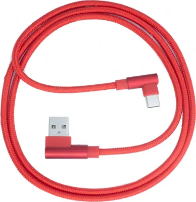 Produktbild von SYSTEM-S USB 3.1 Kabel 100 cm Typ C Stecker zu 2.0 A Stecker Winkel geflochten in Rot