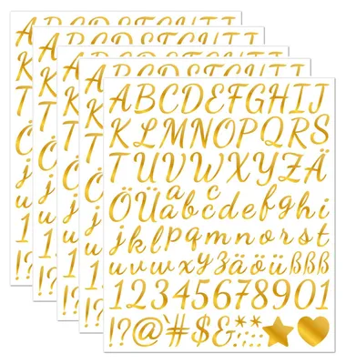 Gouden Letterstickers, 5 Vellen Duitse Alfabet, DIY-Deko
