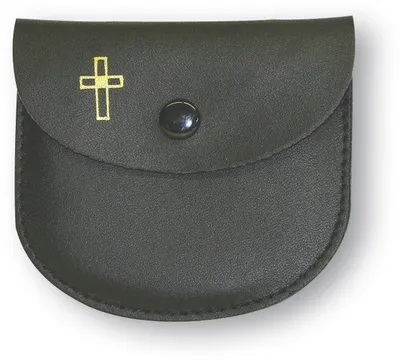 Produktbild von Rosenkranz-Etui Leder, schwarz mit Kreuz