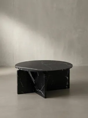 Produktbild von Couchtisch 70x70x33 cm Schwarz Sofatisch in Marmor-Optik Modern, Design Wohnzimmertisch Rund, Loungetisch Groß, Kaffeetisch Beistelltisch