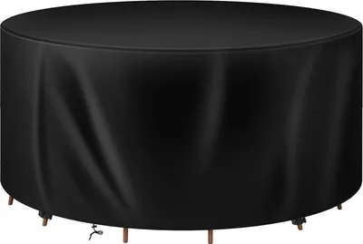 Image de Housse de protection pour mobilier de jardin, tissu Oxford 420D, imperméable, coupe-vent, résistant aux UV | Noir | 130x130x75 cm