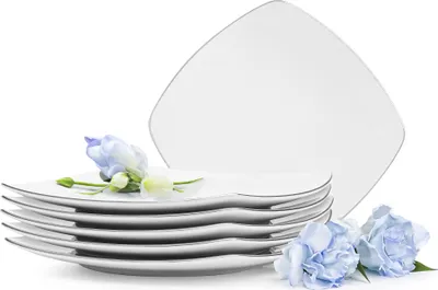 Obrázek produktu pro KONSIMO Dezertní talíře 6 ks "CARLINA", Bílá, Porcelán, MODERNÍ, 19x19cm