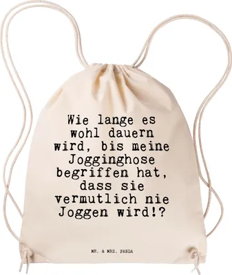 Produktbild von Mr. & Mrs. Panda gym tasche Wie lange es wohl... - Transparent - Geschenk, Spruch Sprüche Weisheiten Zitate Lustig Weisheit Worte, Säckchen, Jutebeutel, witzig, Beutel