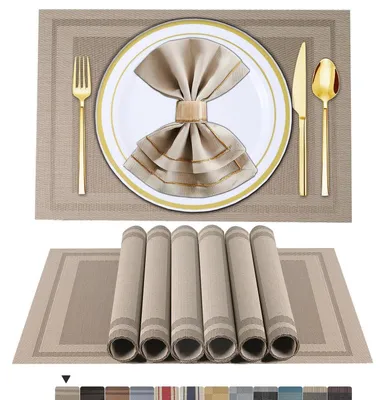 Immagine prodotto di Sottopiatti lavabili, set da 6, in vinile beige, 45x30 cm