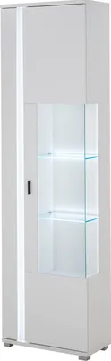 Produktbild von LIVOJO M19 Wohnzimmer Vitrine schmal links 55 x 200 x 35 cm Weiß Matt