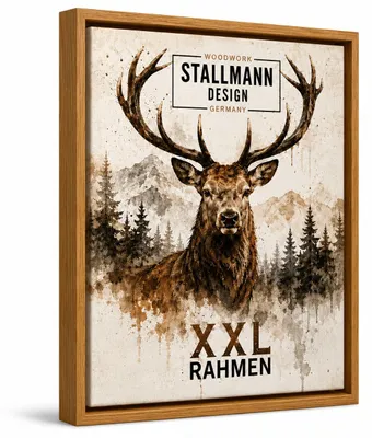 Produktbild von Stallmann Design XXL Schattenfugenrahmen 90x90 cm | Farbe: Karamell Eiche | Zerlegter Leer-Rahmen für Leinwände auf Keilrahmen | mit Montagezubehör | ohne Glas und Rückwand
