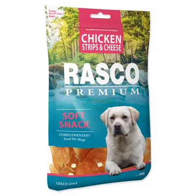 Produktbild von Rasco Premium Snack Huhn mit Käse, Streifen 80g