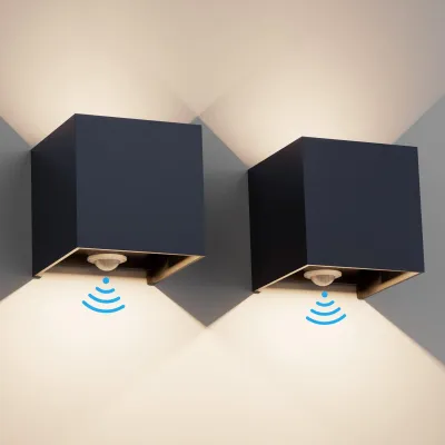 2er-Pack LED-Wandleuchte 12W mit Bewegungsmelder, Antrazoit