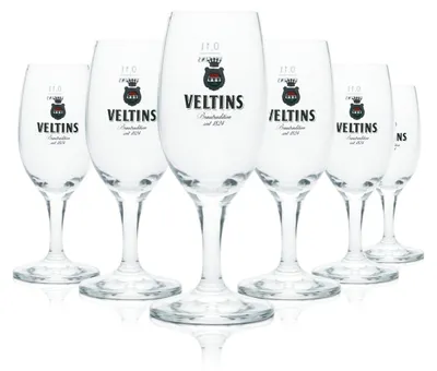 Produktbild von 6x Veltins Glas 0,1l Pokal Tulpe Bier Pils Lager Gläser Brauerei Gastro Geeicht
