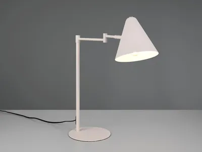 Produktbild von Retro LED Schreibtischlampe Grau mit Schwenkarm, große Nachttischlampe dimmbar