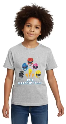 Produktbild von Spreadshirt Power Rangers 5 Rangers It's Morphin Time Kinder T-Shirt, 110/116 (5-6 Jahre), Grau meliert