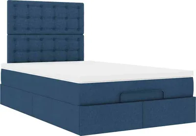 Produktbild von Ottoman-Bett mit Matratze Blau 120x190 cm Stoff