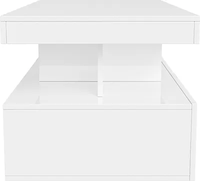 Obrázok produktu pre Moderný LED konferenčný stolík, svetlý, s úložným priestorom, 2 zásuvky, 104 x 54 x 46 cm, biely